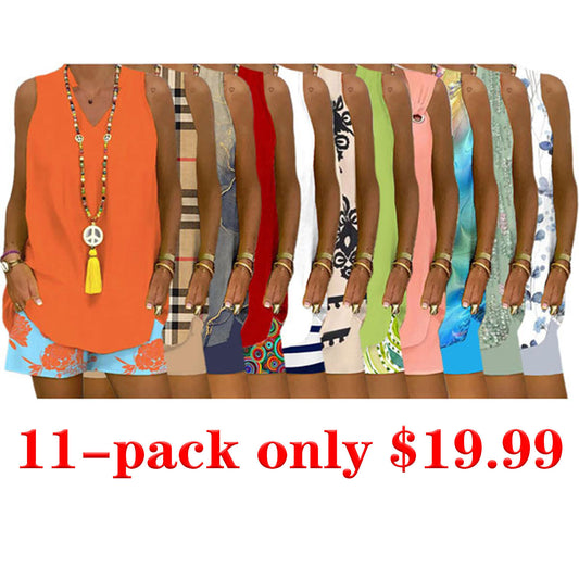 11 pack Sleeveless vest and shorts two piece set